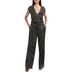 BCBGMAXAZRIA sequin jumpsuit gunmetal combo